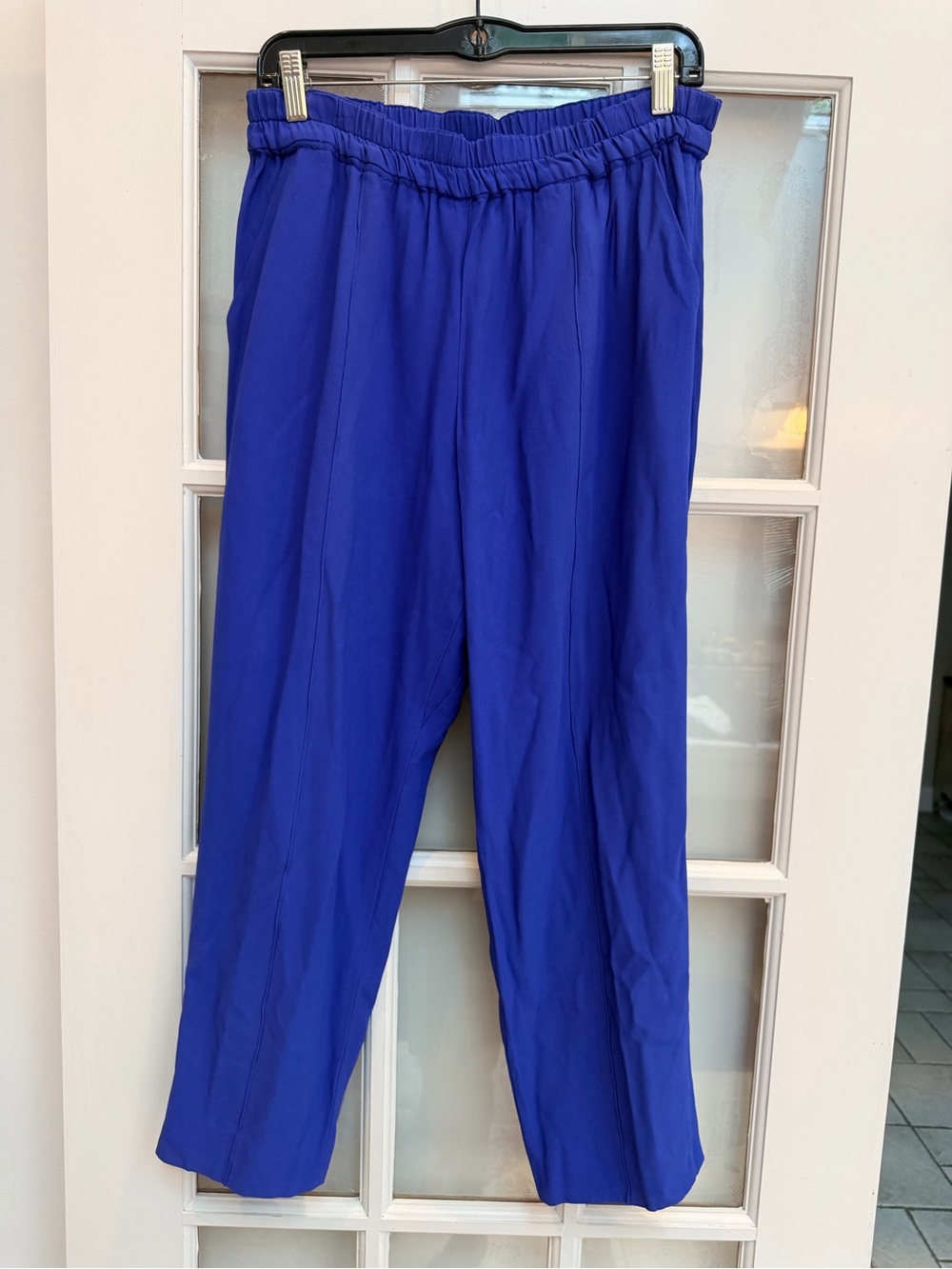 Escada Luxury Chic Cobalt Blue Elastic-Waist Stretchy Ankle Trousers Size XL US
